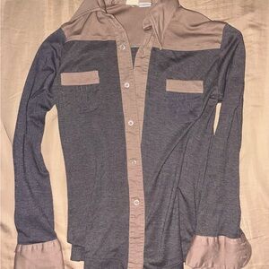 Women's Two-Tone Button Down Shirt